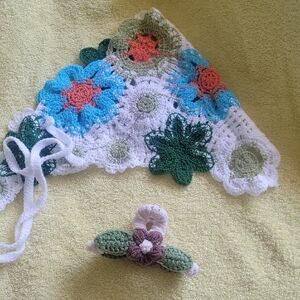 Crochet Hair Clip Bundle / Scarf NEW